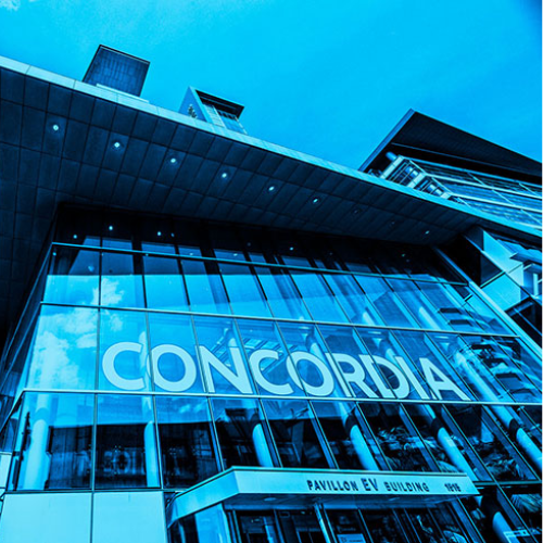 Concordia University - District 3 promotional banner with headline that reads "Build your high tech startup"